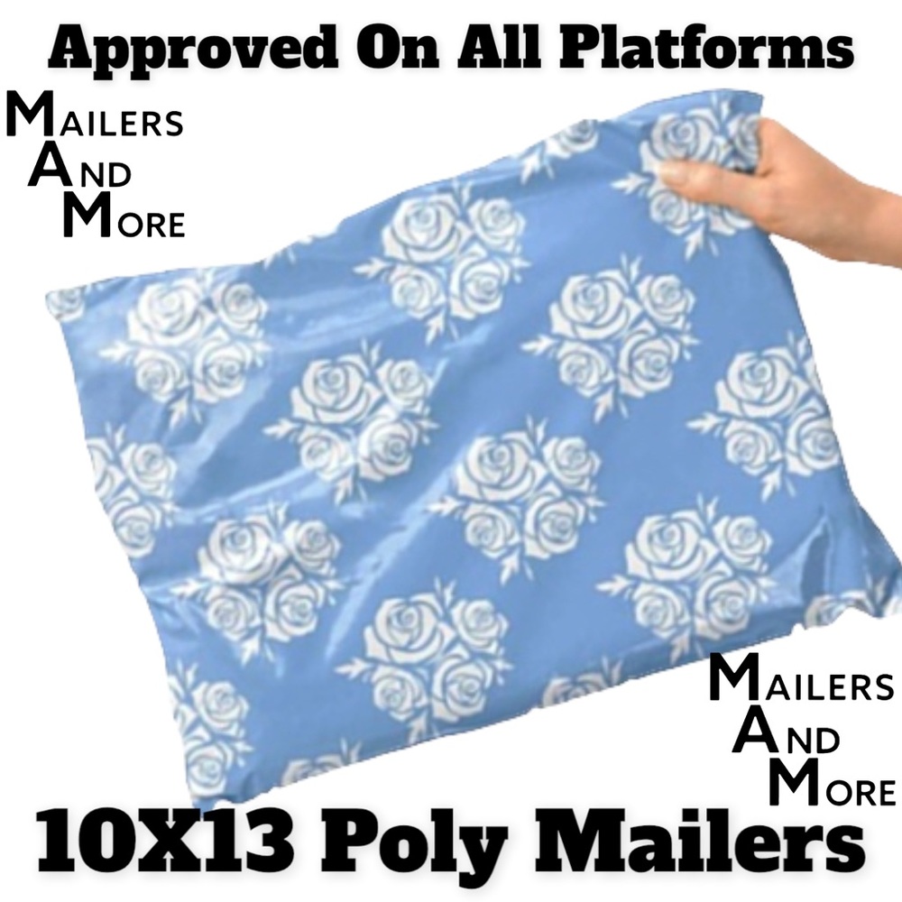‼️ LAST 2 ‼️ 25 10X13 Vintage Blue Rose Flat Mailers PRICE FIRM CLEARANCE - Picture 2 of 4